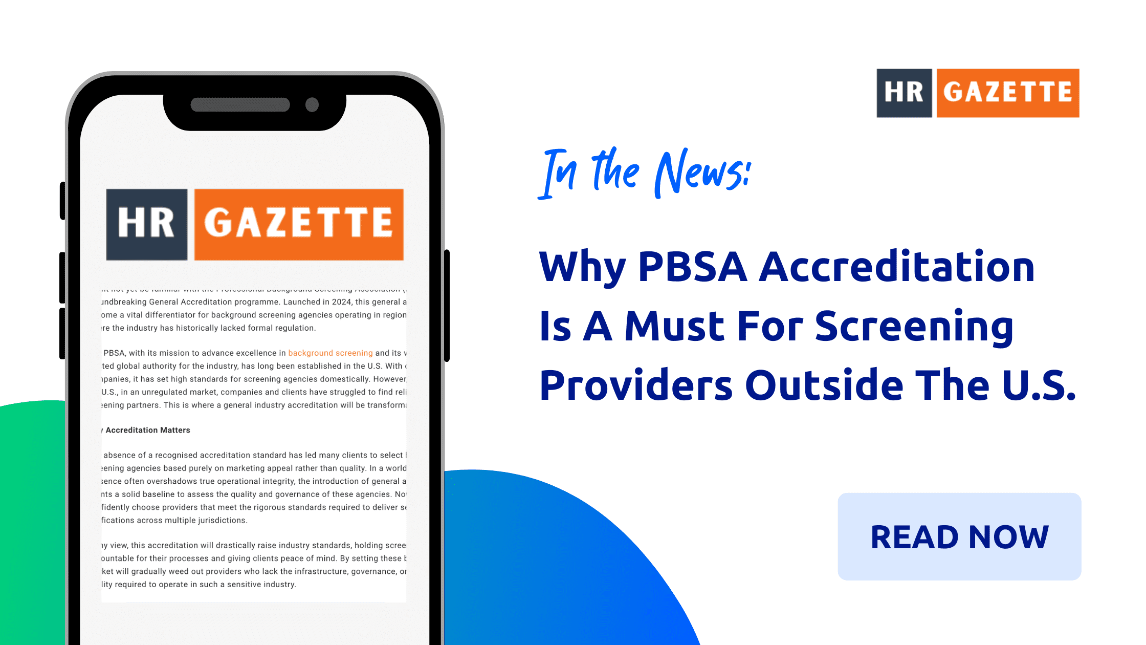 HR Gazette: Why PBSA General Accreditation Is A Must For Screening Providers Outside The U.S.