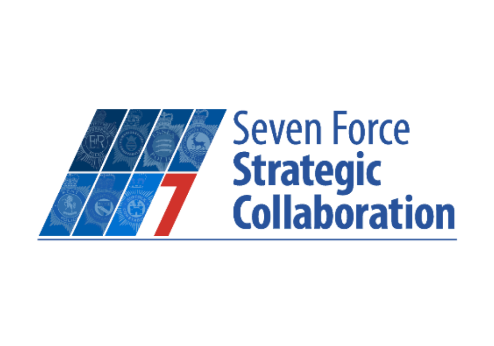Logo of Seven Force Strategic Collaboration with blue hexagons, a red numeral seven, and bold blue text.