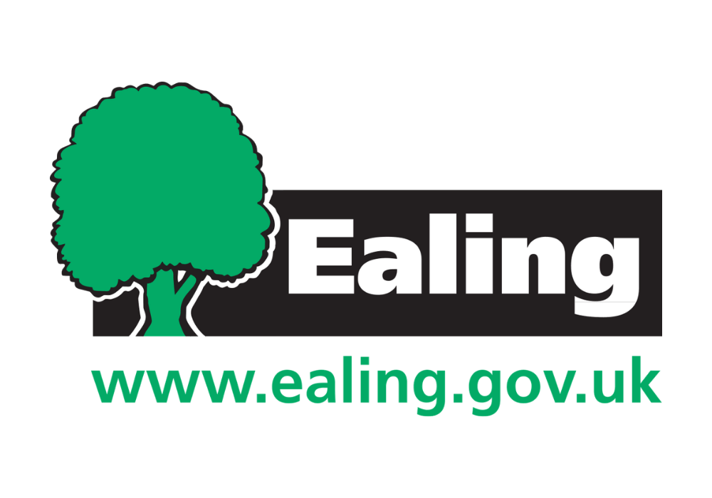 Ealing Council logo featuring a green tree beside the word "Ealing" with the website, www.ealing.gov.uk, below.