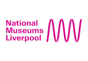 National Museums Liverpool logo in pink text with a wavy line design.