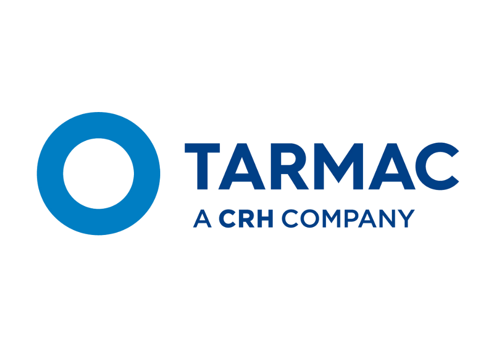 Logo of Tarmac, a CRH company, featuring a blue circular icon and text.