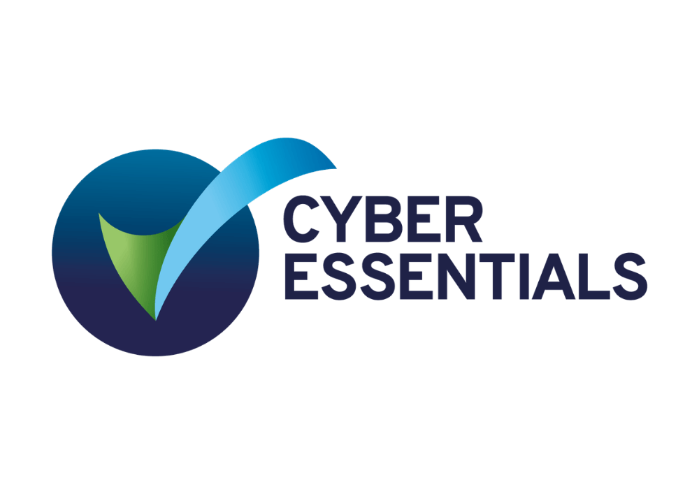 Cyber Essentials logo with a blue and green tick inside a circle next to the text.
