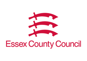 Red Essex County Council logo with three curved horizontal lines above the text.