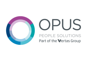 Opus People Solutions logo with a circular gradient design, featuring text "Part of the Vertas Group."