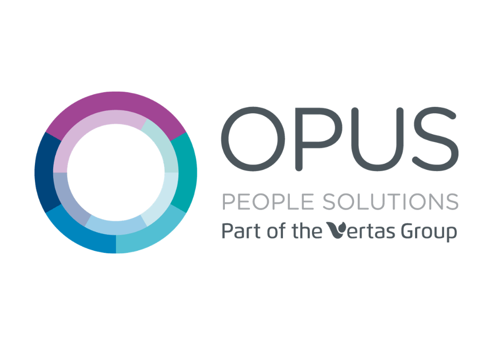 Opus People Solutions logo with a circular gradient design, featuring text "Part of the Vertas Group."