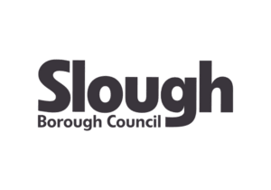 Logo of Slough Borough Council with bold text on a transparent background.