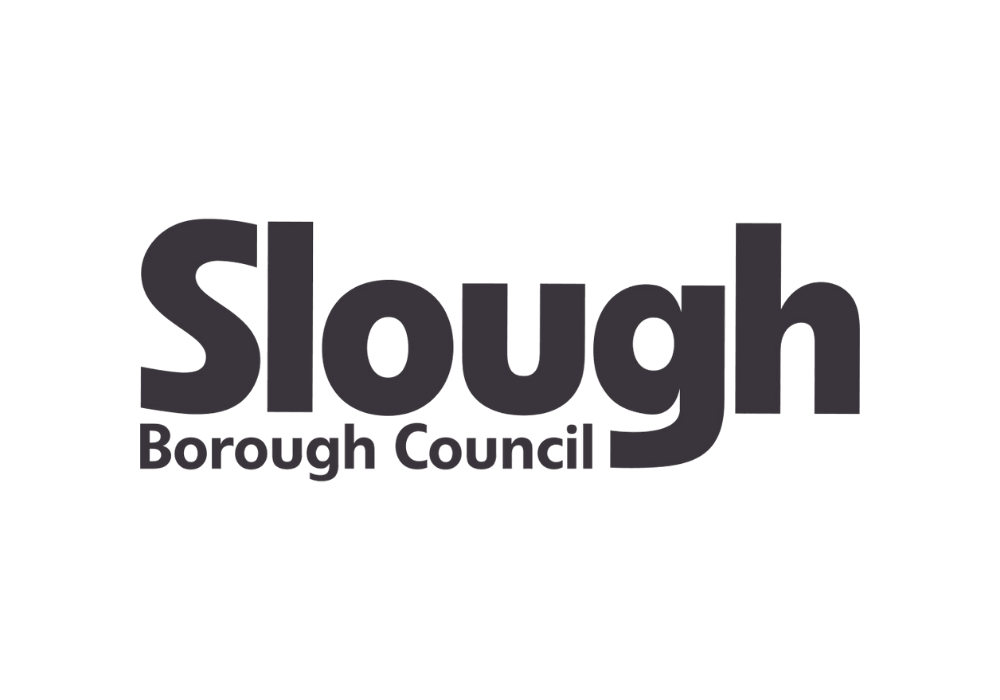 Logo of Slough Borough Council with bold text on a transparent background.