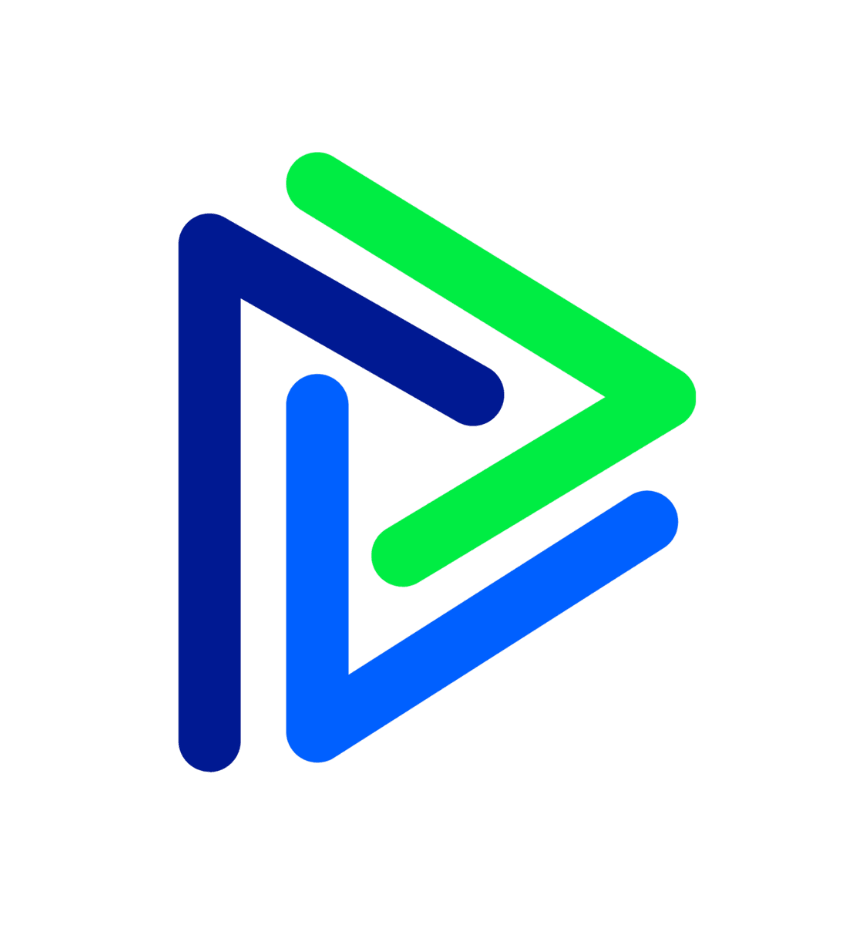 A stylised logo featuring interconnected blue and green lines forming abstract geometric shapes, resembling play or arrow symbols, the Matrix Prism icon.