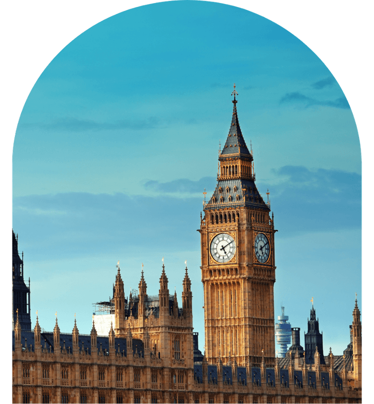 Clock tower of the Palace of Westminster against a clear blue sky, representing the Westminster City Council as a workforce management solutions client of Matrix.