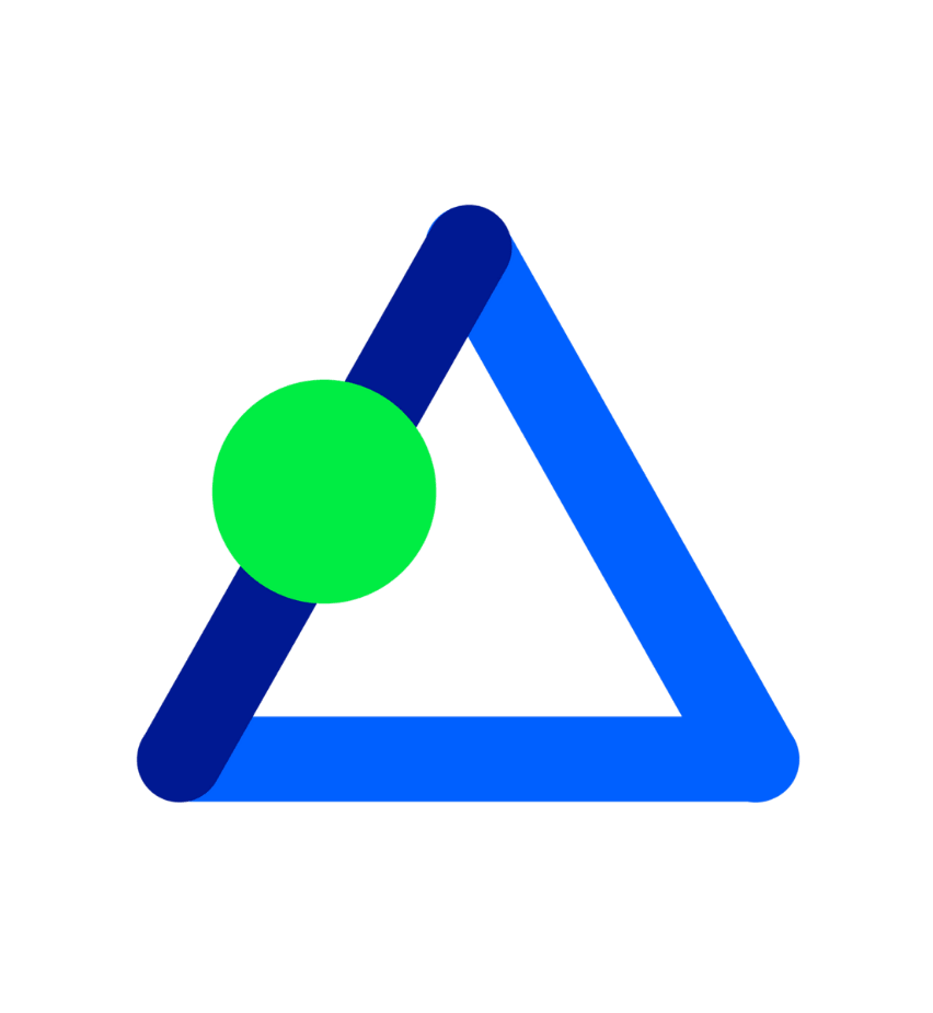 Abstract logo featuring a blue triangular shape with a green circle partially overlapping one side - representing the Matrix Workforce logo.