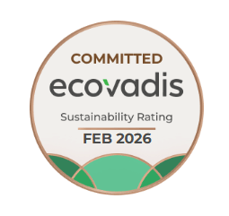 Ecovadis sustainability rating badge showing commitment, labelled for February 2026.